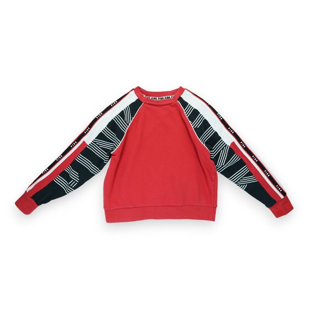 Victoria Secret Pink Women's Sweatshirt Colorblock Black, Red, White Size XS
